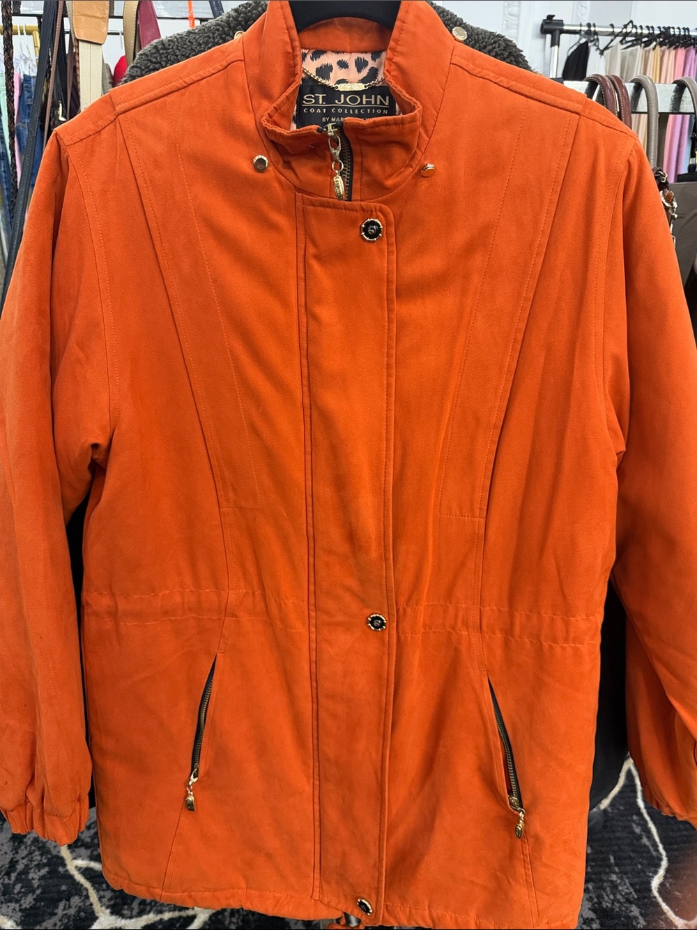 St. John Orange Trench-Style Lightweight Coat
